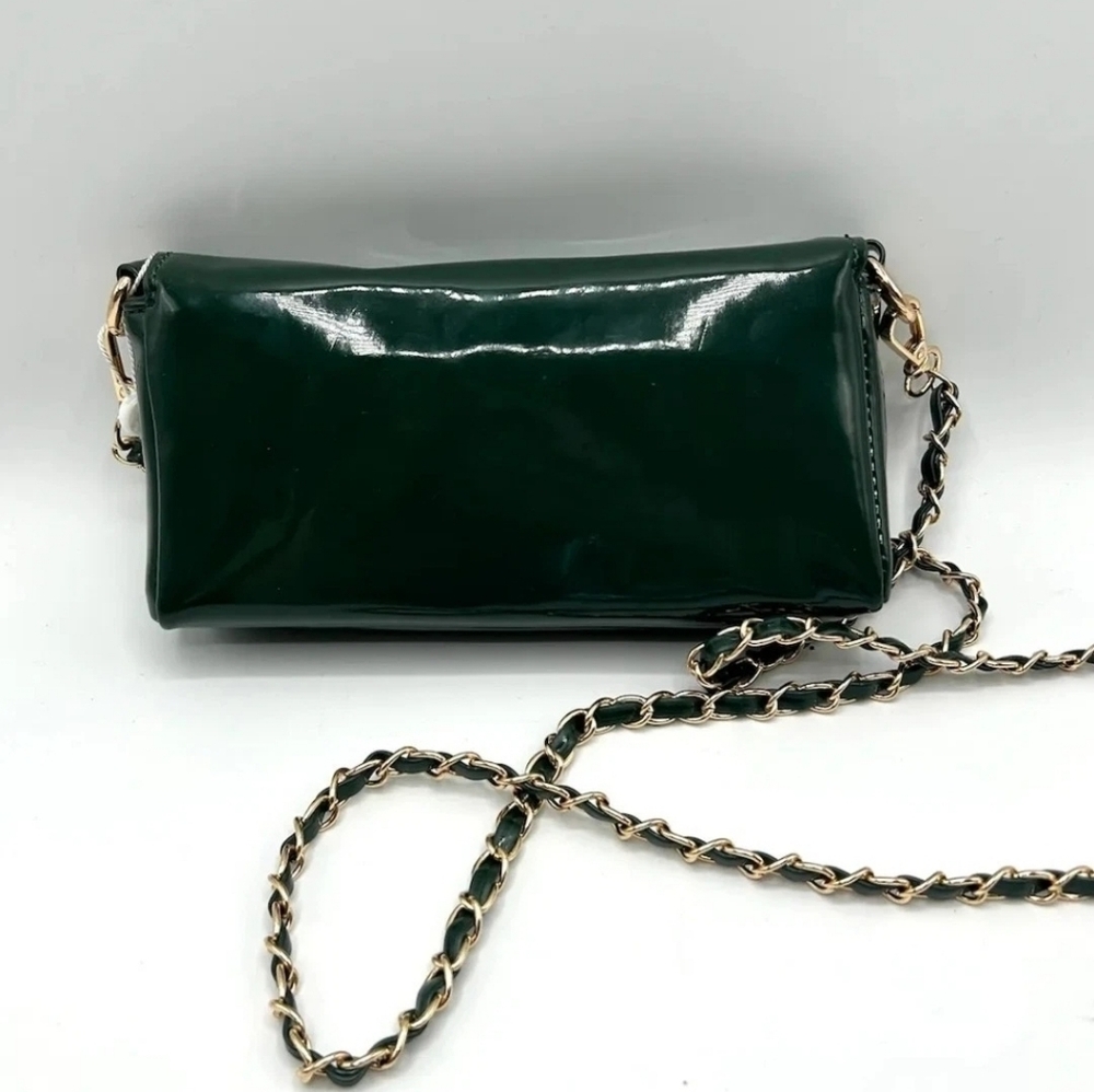 Valentino Orlandi/Green Crossbody Bag/Gold Chain. NWT/Perfect Holiday Purse - Picture 2 of 2